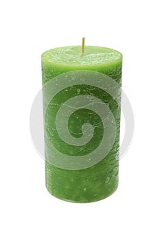 Large green burning candle
