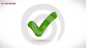 A large green checkmark on a white background with a subtle shadow effect