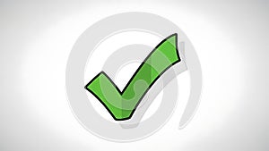 A large green checkmark on a white background with a subtle shadow effect