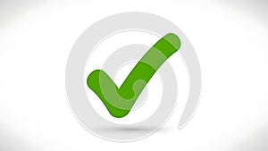 A large green checkmark on a white background with a subtle shadow effect