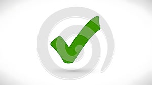 A large green checkmark on a white background with a subtle shadow effect