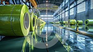 The green metal rolls factory. AI generated photo