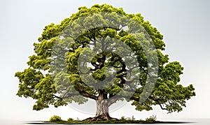 Large Green Oak Tree in Lush Field