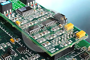 Large green PCB microcircuit board