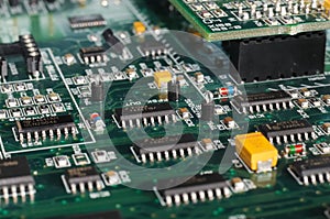 Large green PCB microcircuit board