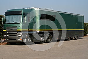 Large green support truck