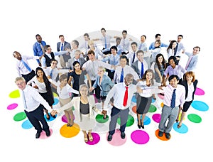 Large Group of Business People Holding Hands