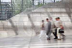 Large group of business people walking