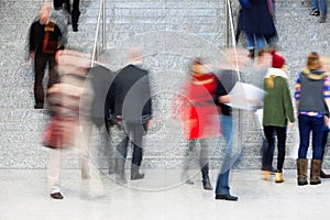 Large Group of Businesspeople on the Stairs, Motion Blur