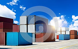 Large group of cargo containers at docks