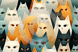 a large group of cats with different colored eyes