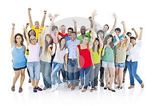 Large group cheerful people Confident Smiling Concept