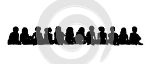 Large group of children seated silhouette 3