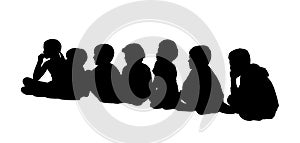 Large group of children seated silhouettes 2