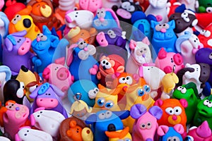 Large group of clay toys