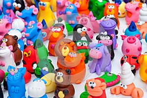 Large group of clay toys