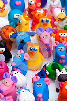 Large group of clay toys