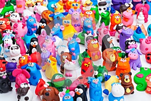 Large group of clay toys