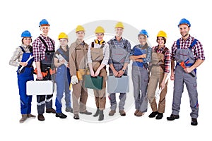 Large group of diverse workers