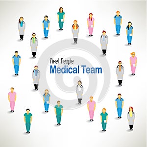 A large group of medical team gather design