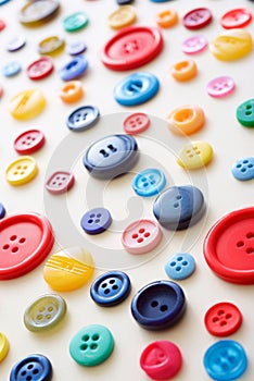 Large group of multicolored clothing buttons