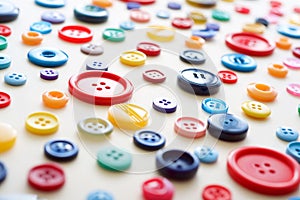 Large group of multicolored clothing buttons