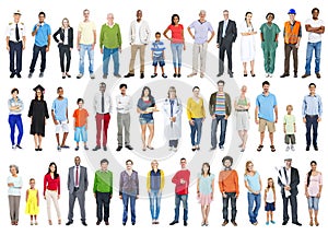 Large Group of Multiethnic Colorful Diverse People