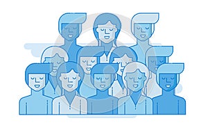 Large group of people. Business people, teamwork concept. Flat vector