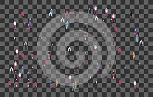 Large group of people on a checkered background. Vector illustration