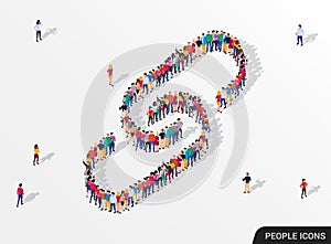 Large group of people in the form of a chain link.