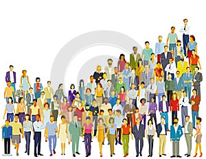 Large group of people isolated illustration