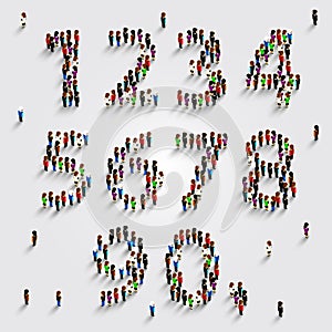 Large group of people in number set form.