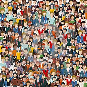 Large group of people. Seamless background. Business people, teamwork concept. Flat vector