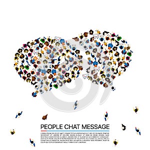 Large group of people in the shape of chat bubbles. Vector illustration