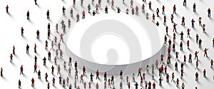 Large group of people in the shape of a circle. People crowd concept