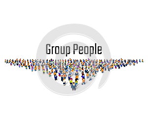 Large group of people in the shape of a grossing arrow, Way to success bussiness concept. photo