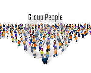 Large group of people in the shape of a grossing arrow, Way to success bussiness concept.