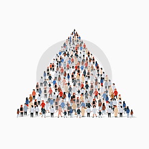 Large group of people in shape of pyramid. Infographics concept.