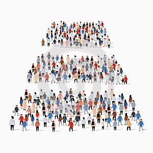 Large group of people in shape of pyramid. Infographics concept.