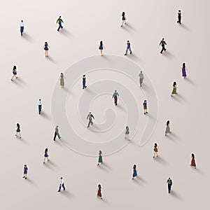 Large group of people on white background. People flat style crowd concept. Vector