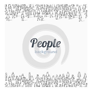 Large group of people on white background. Outline style. People communication concept.