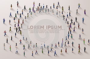 Large group of people on white background. People crowd concept. Vector