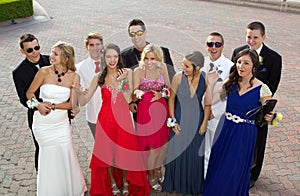 A Large Group of Teenagers Going to the Prom