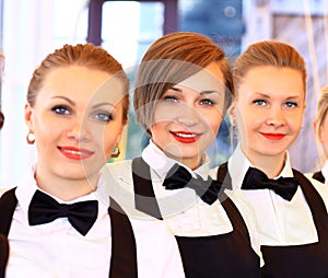 Large group of waiters