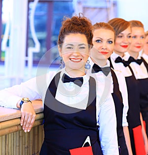 Large group of waiters