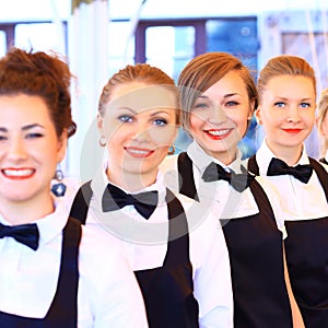 Large group of waitresses