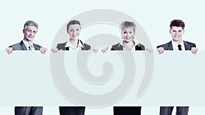 Large group of young smiling business people. white background