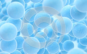 Large groups of streptococcus with blue background, 3d rendering
