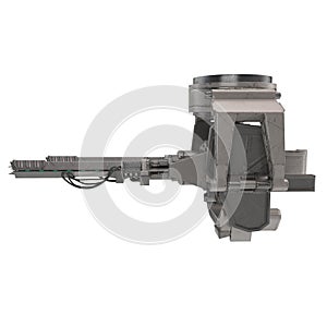 A large gun turret on an isolated white background. 3d illustration