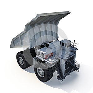 Large haul truck ready for big job in a mine. On white. 3D illustration